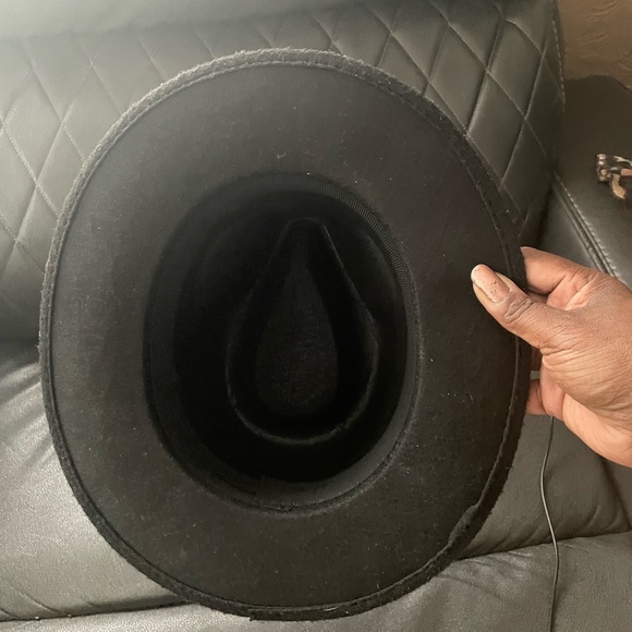 Black fedora with Carmel banner with faux gold accent. - Picture 3 of 3